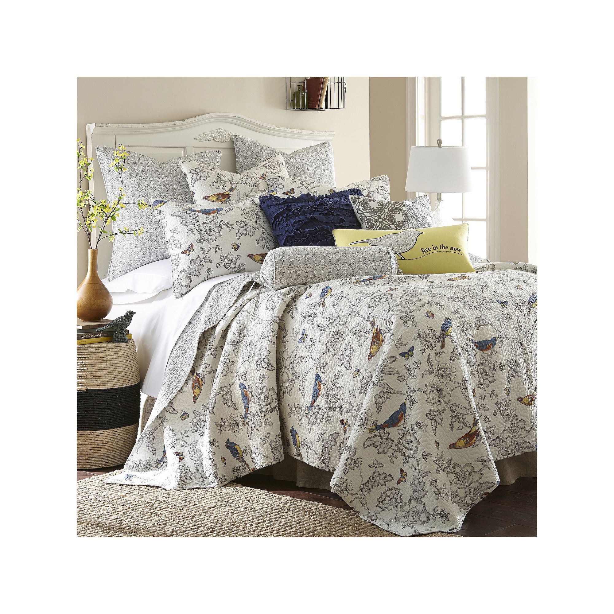 Levtex Home Mockingbird Reversible Quilt Set, Gray