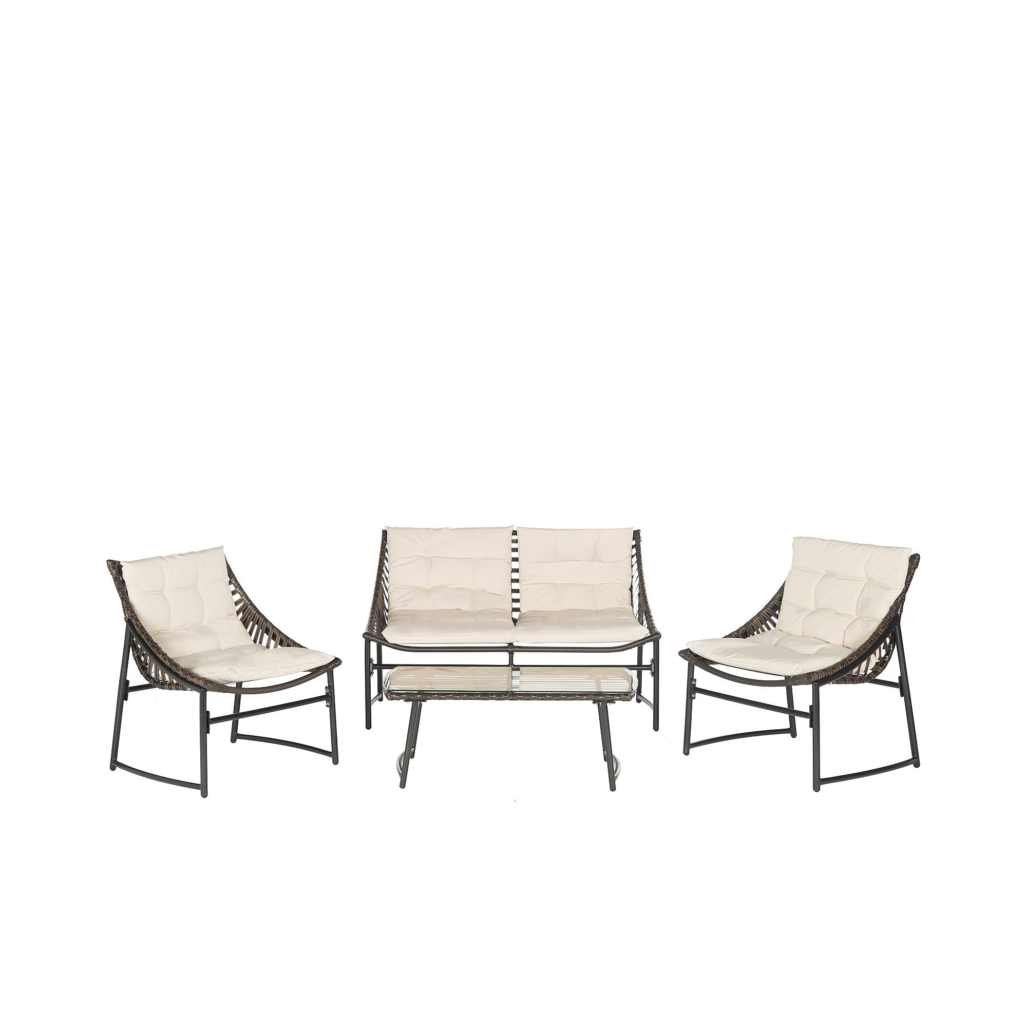 Safavieh Berkane 4-piece Outdoor Furniture Set, Brown Beige