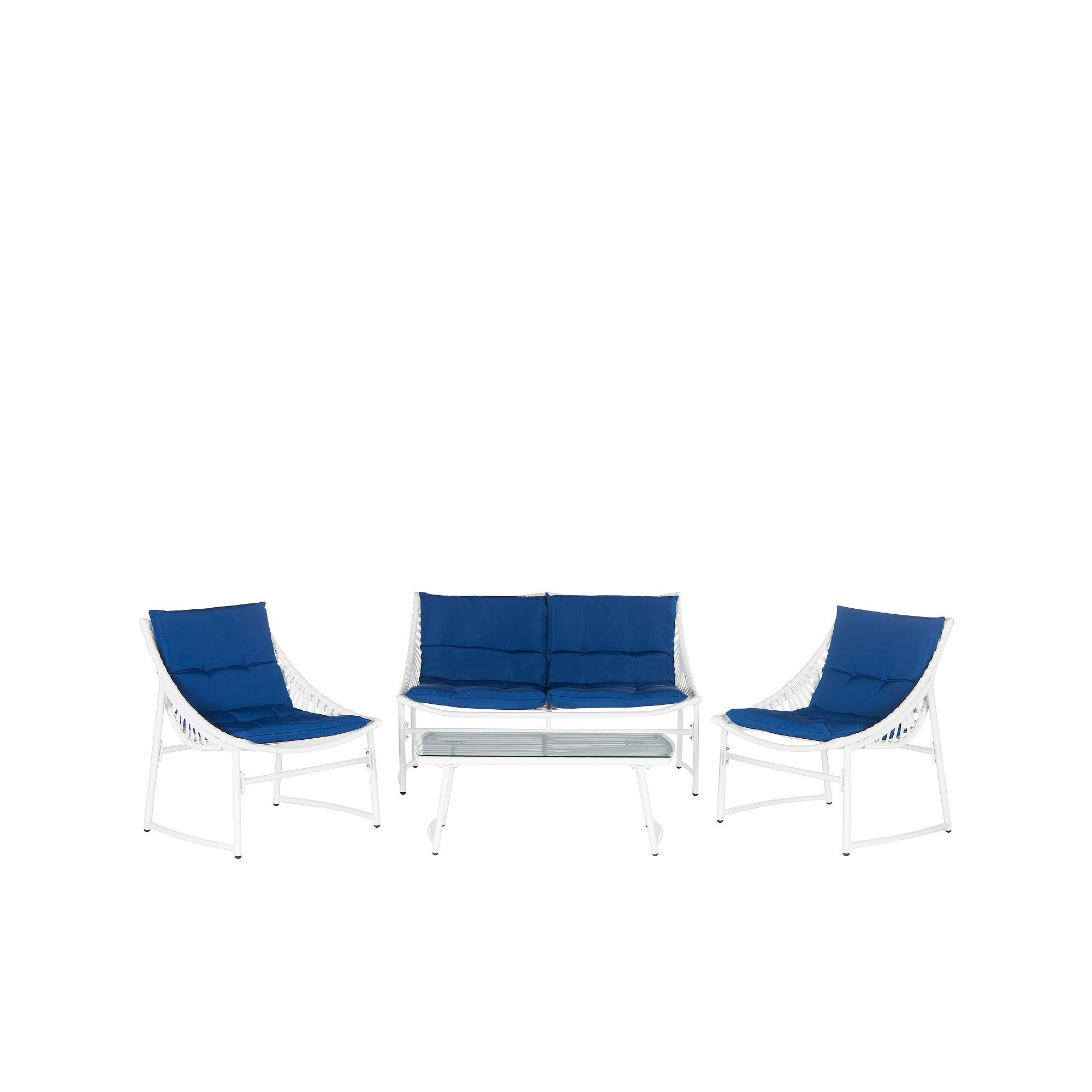 Safavieh Berkane 4-piece Outdoor Furniture Set, White Navy
