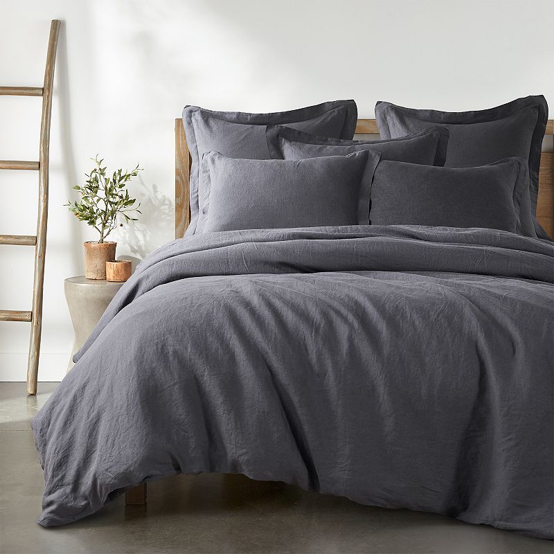 Levtex Home Washed Linen Duvet Cover or Sham, Grey, King