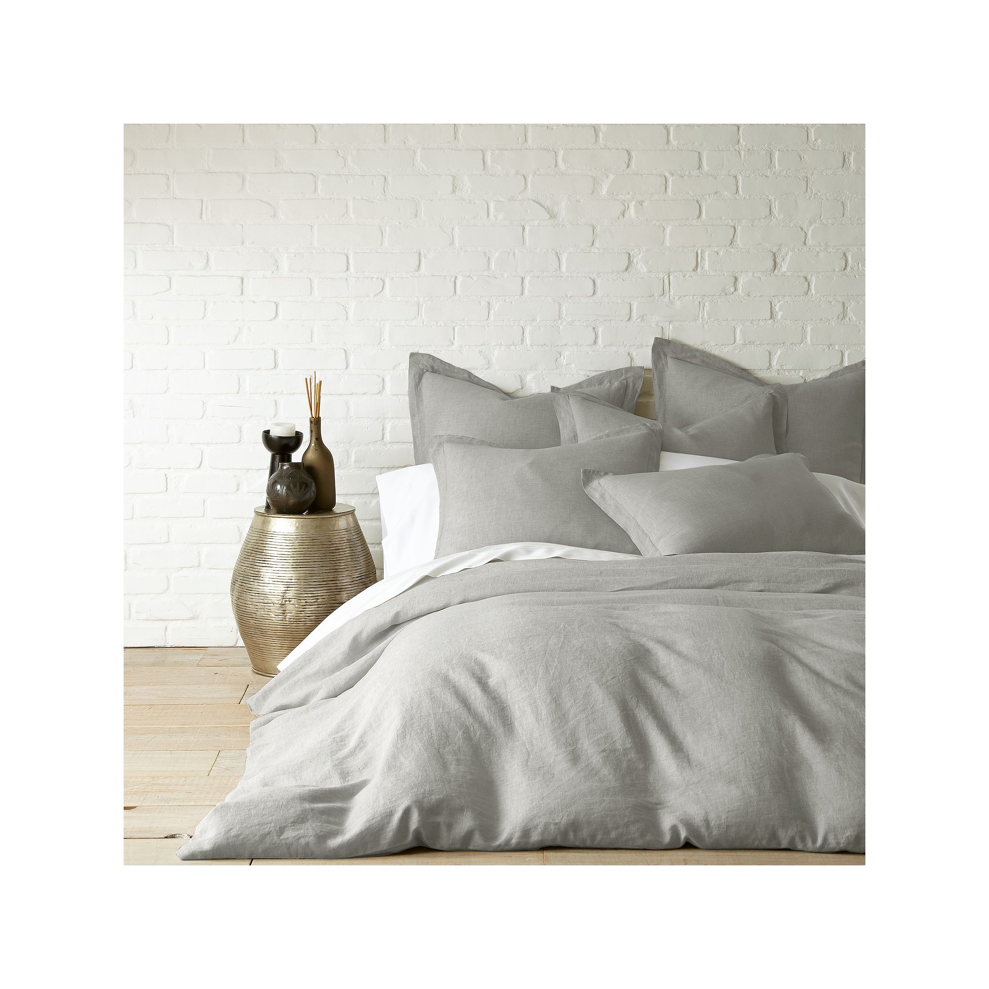 Levtex Home Washed Linen Duvet Cover or Sham, Light Gray