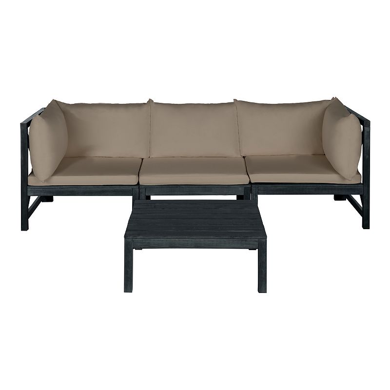 Safavieh Lynwood Indoor / Outdoor Sectional Sofa 3-piece Set, Dark Grey