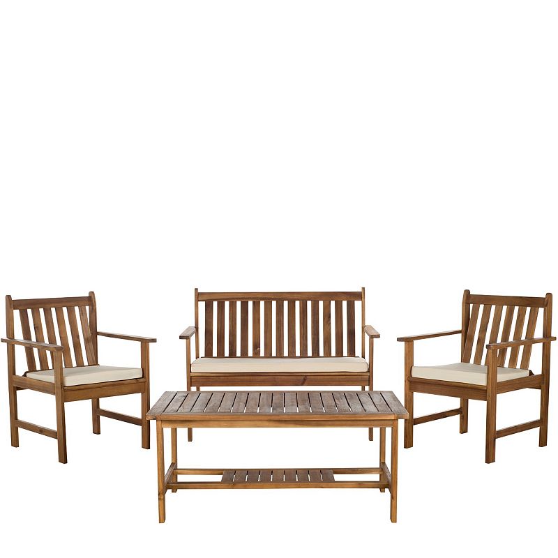 Cyprus 4-Piece Patio Conversation Furniture Set - Brown - Safavieh