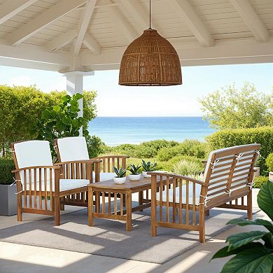 Safavieh Rocklin Indoor / Outdoor Loveseat, Chair & Coffee Table 4-piece Set