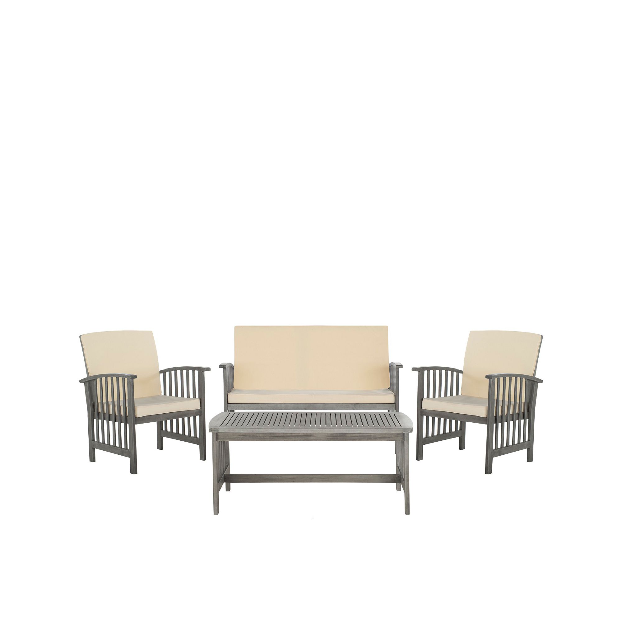 Safavieh Rocklin Outdoor Loveseat, Chair & Coffee Table 4-piece Set, Gray B