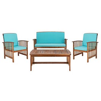Safavieh Rocklin Outdoor Loveseat, Chair & Coffee Table 4 pc Set