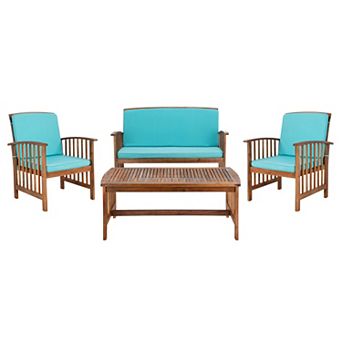 Safavieh Rocklin Outdoor Loveseat, Chair & Coffee Table 4 pc Set