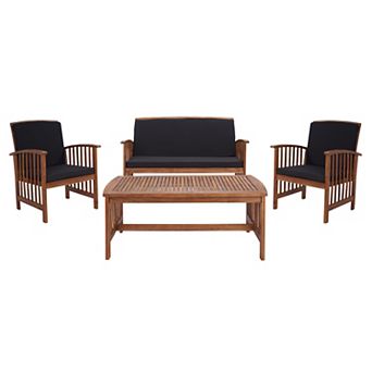 Safavieh Rocklin Outdoor Loveseat, Chair & Coffee Table 4 pc Set