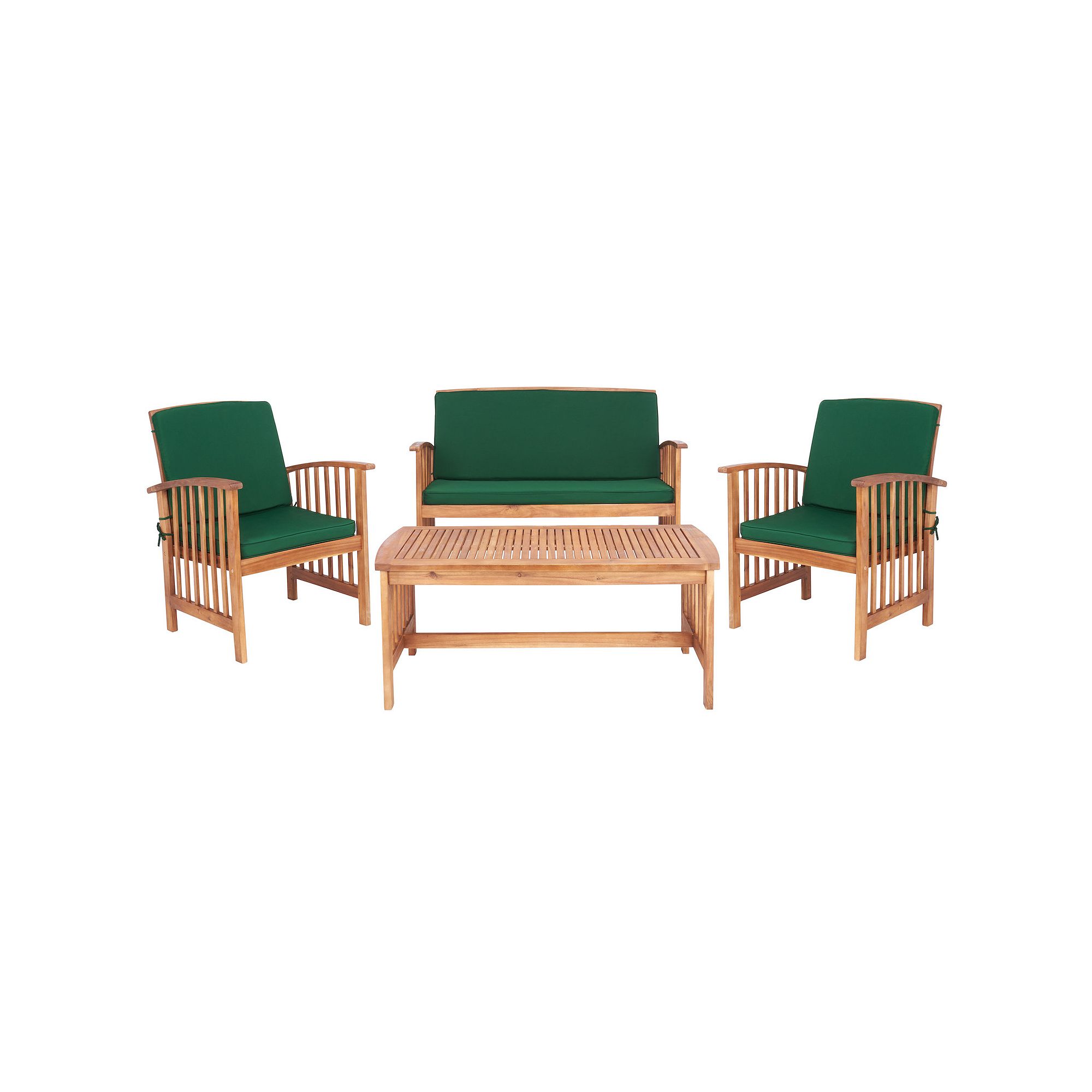 Safavieh Rocklin Outdoor Loveseat, Chair & Coffee Table 4-piece Set, Natura