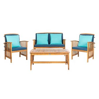 Safavieh Rocklin Outdoor Loveseat, Chair & Coffee Table 4 pc Set