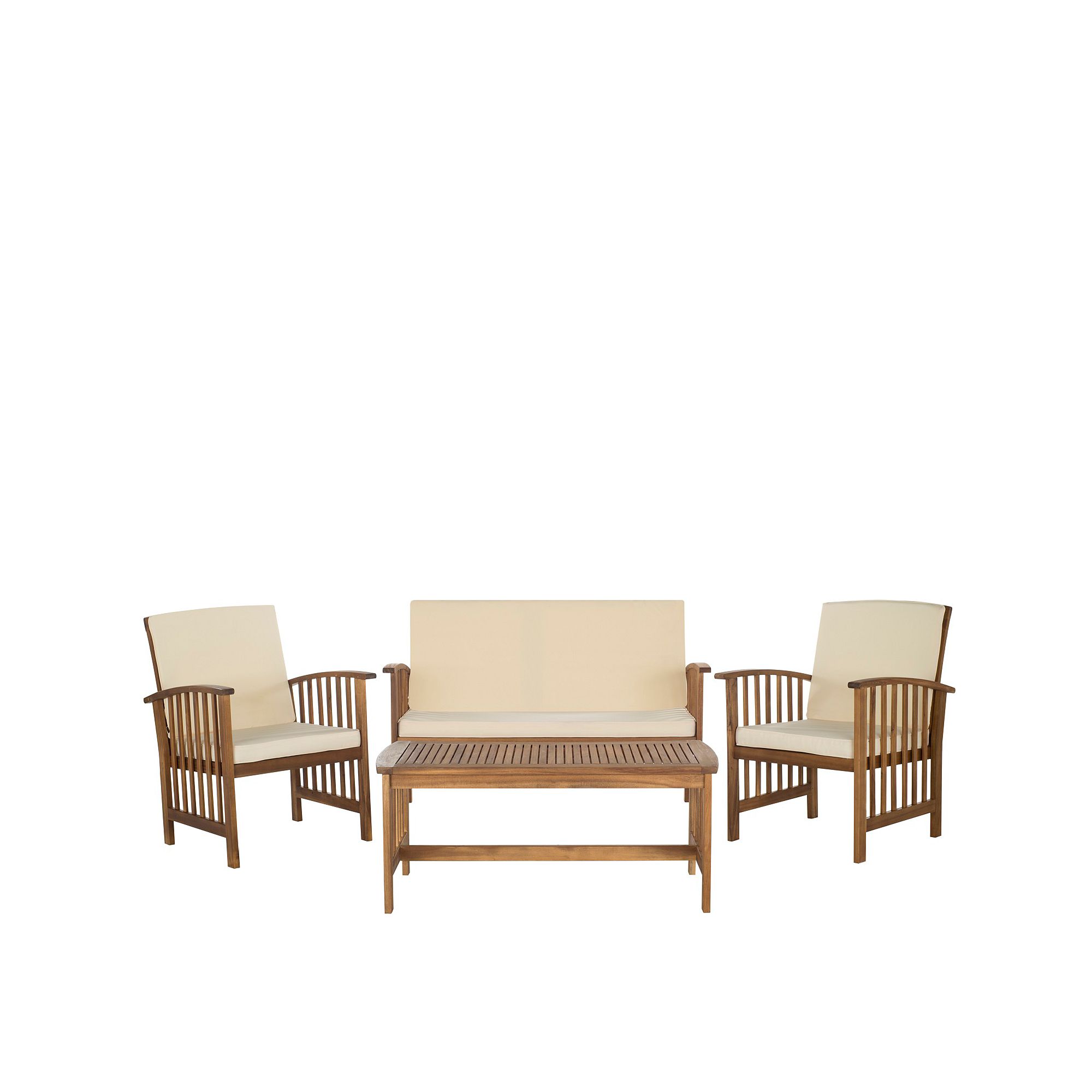 Safavieh Rocklin Outdoor Loveseat, Chair & Coffee Table 4-piece Set, Teak B