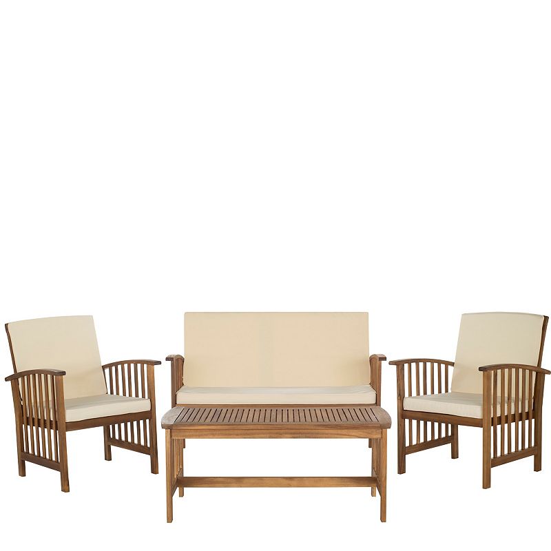 SAFAVIEH Outdoor Collection Rocklin 4-Piece Patio Set Natural/Beige