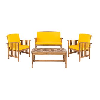 Safavieh Rocklin Outdoor Loveseat, Chair & Coffee Table 4 pc Set