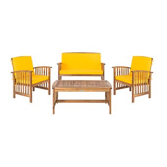 Safavieh Rocklin Outdoor Loveseat, Chair & Coffee Table 4 pc Set
