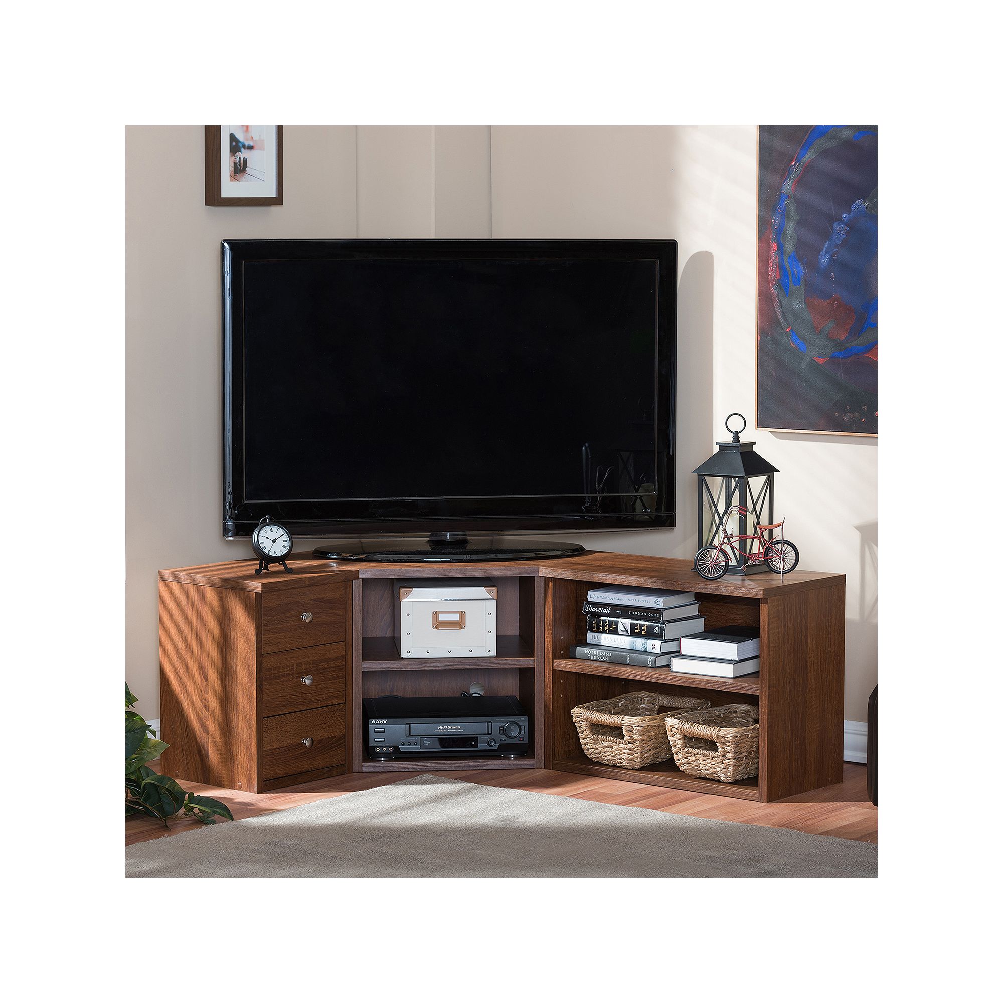 Baxton Studio Commodore TV Stand, Dark Brown