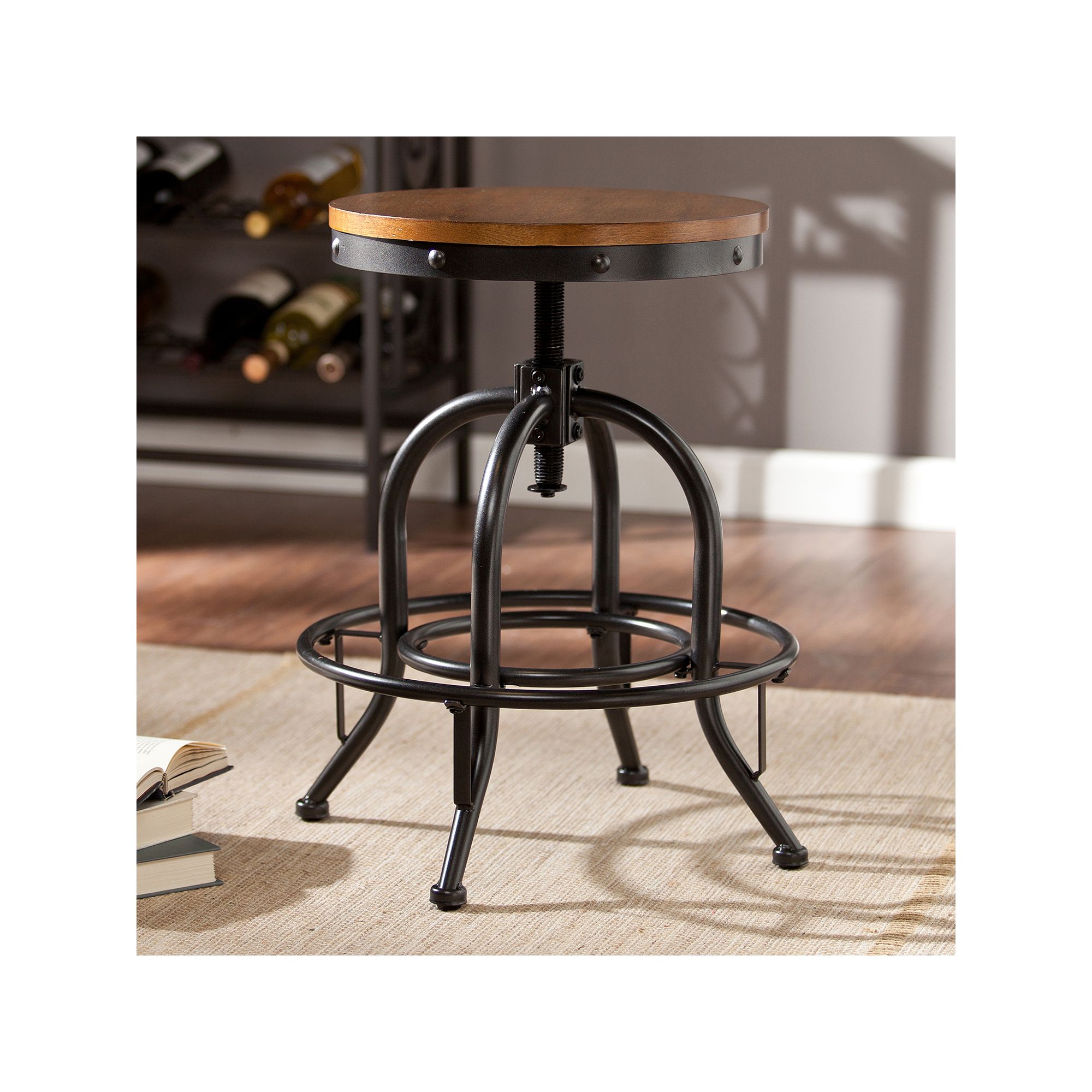Industrial Adjustable Stool, Black