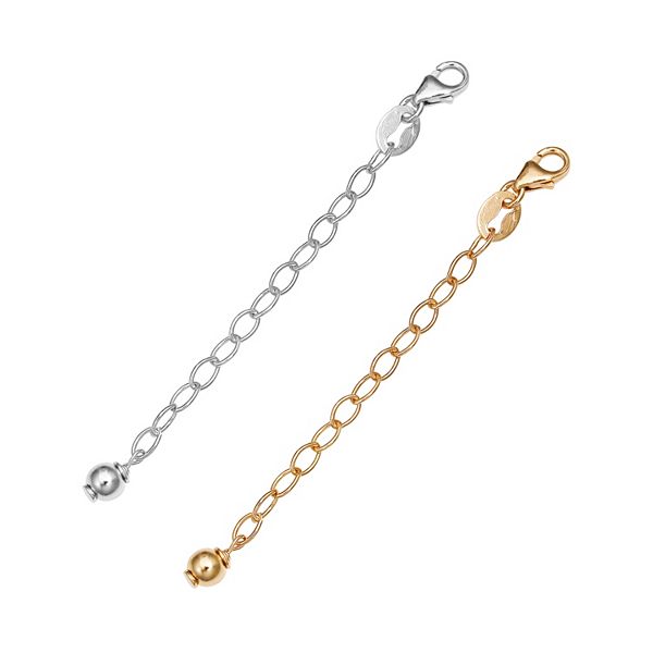 Sterling Silver and 18kt Gold Over Sterling Accessory Set: Two 3 Necklace  Extenders