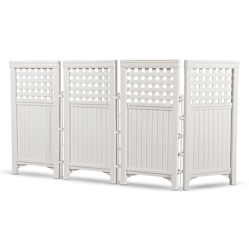 Suncast FS4423D Outdoor Patio 4 Panel Screen Enclosure Gated Fence  Plastic  White  44 in H x 24 in D