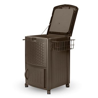 Suncast 77-qt Wheeled Outdoor Wicker Cabinet Cooler
