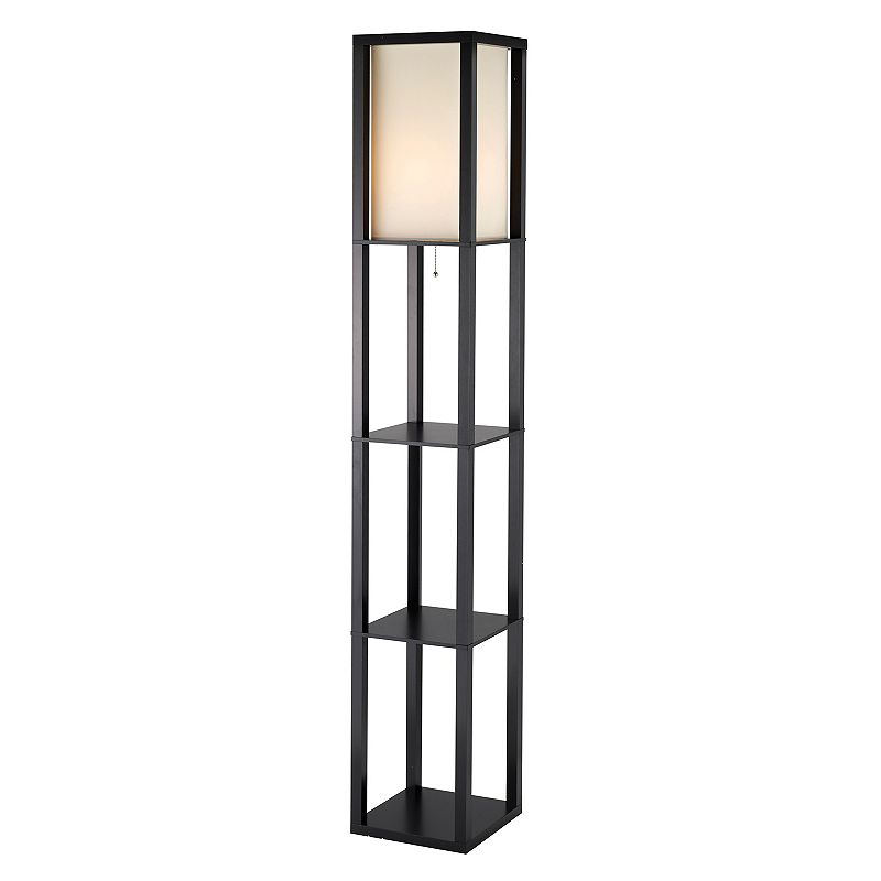 Adesso Titan Shelf Floor Lamp, Black Mdf Veneer