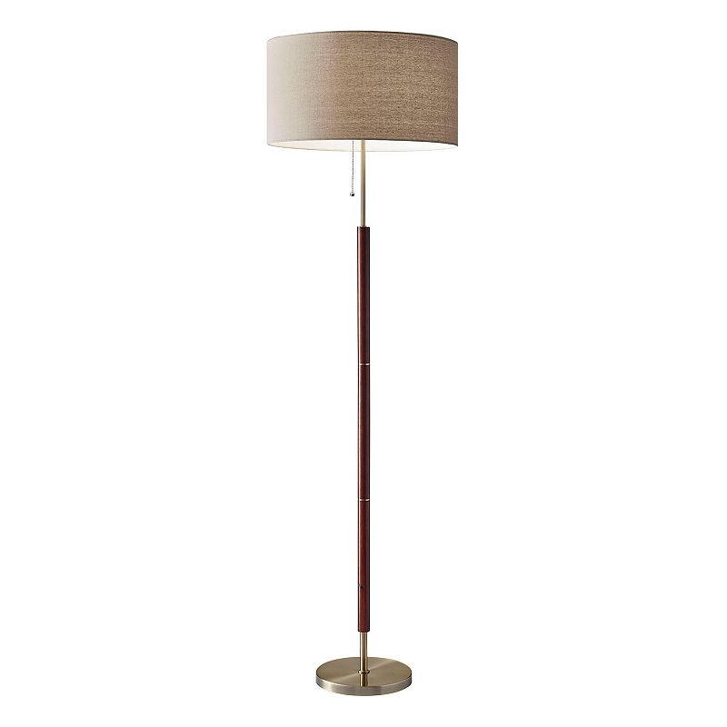 Adesso Hamilton Floor Lamp  Walnut antique brass