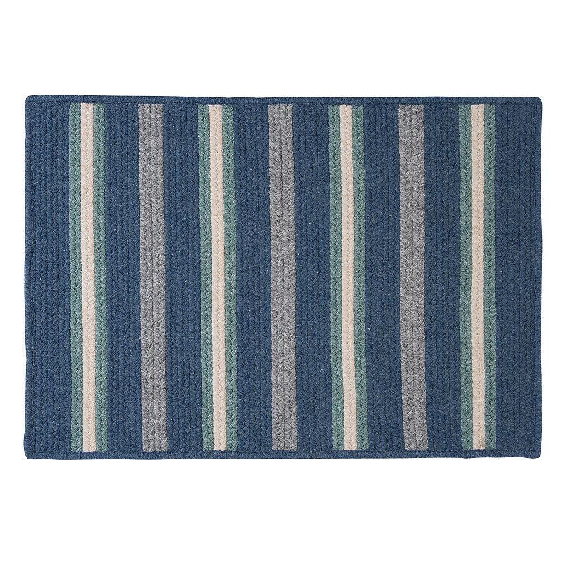 Colonial Mills Hunter Stripe Braided Reversible Rug, Blue, 5X7 Ft