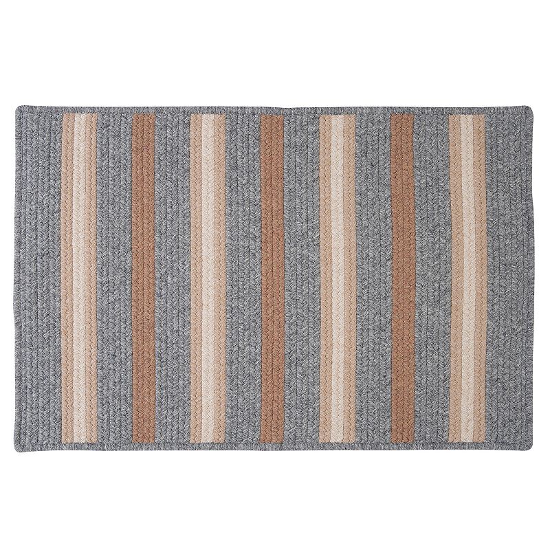 Colonial Mills Hunter Stripe Braided Reversible Rug, Grey, 3X5 Ft