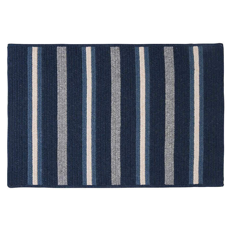 Colonial Mills Hunter Stripe Braided Reversible Rug, Blue, 8Ft Sq