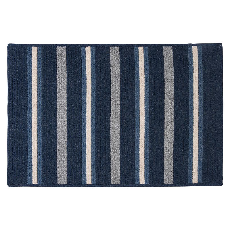 Colonial Mills Hunter Stripe Braided Reversible Rug, Blue, 6FT Sq