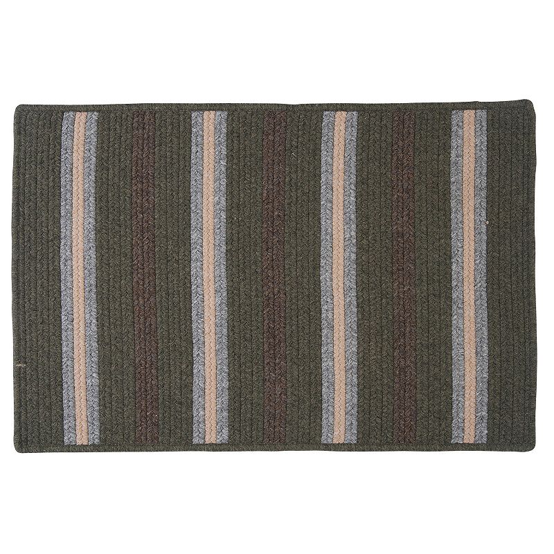 Colonial Mills Hunter Stripe Braided Reversible Rug, Green, 6FT Sq