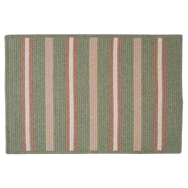 Colonial Mills Hunter Stripe Braided Reversible Rug, Green, 8Ft Sq