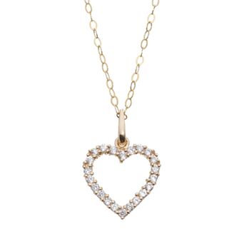 Taylor Grace Cubic Zirconia 10k Gold Heart Pendant Necklace