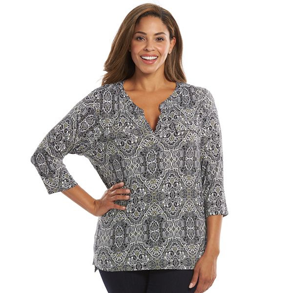 Plus Size Croft & Barrow® Printed Henley Top