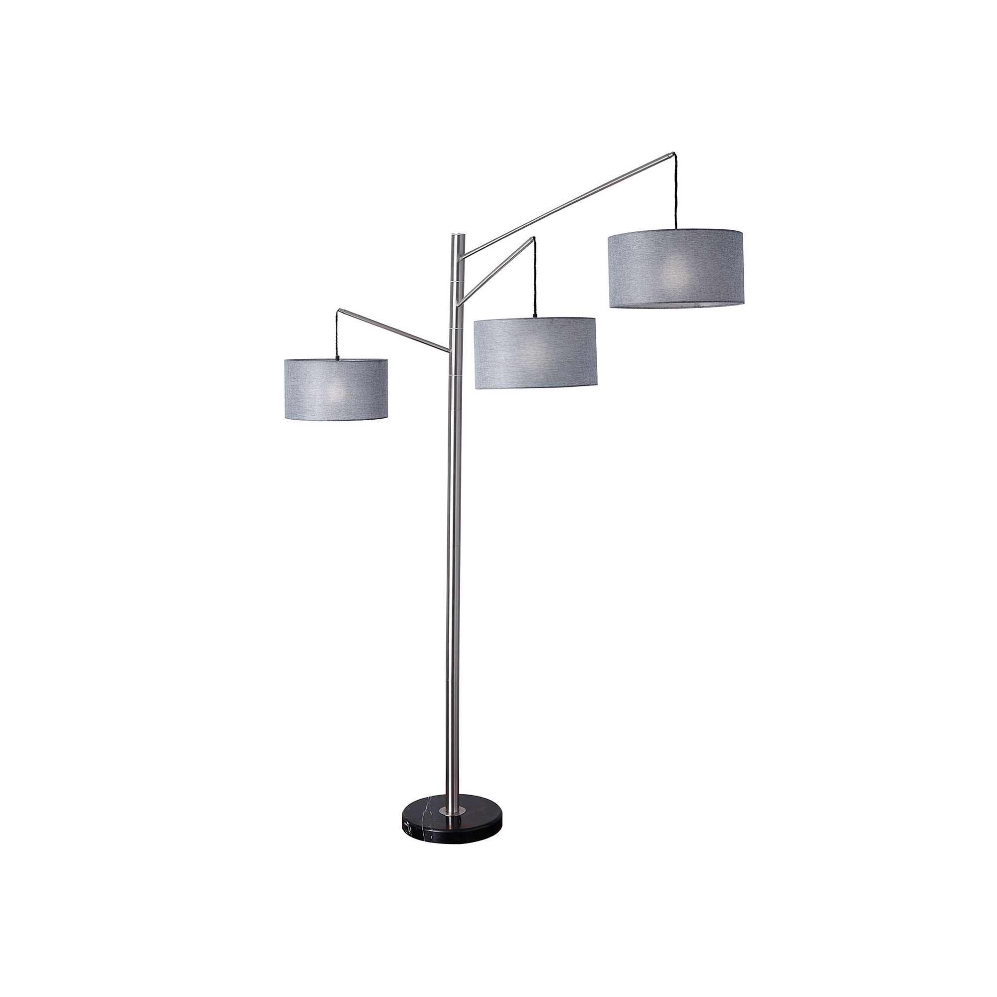 Adesso Wellington Arc Floor Lamp, Brushed Silver
