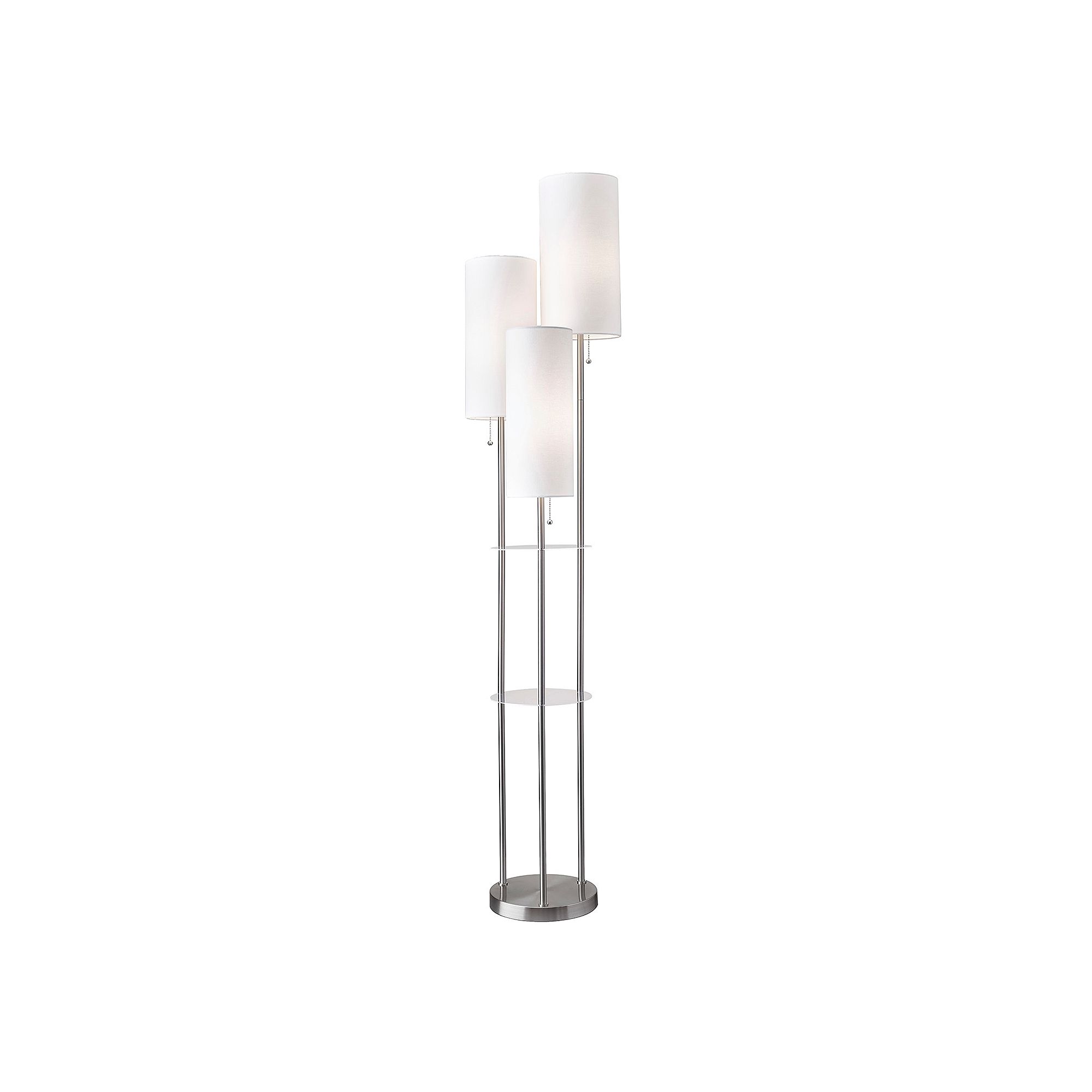 Adesso Trio Floor Lamp, Brushed Silver