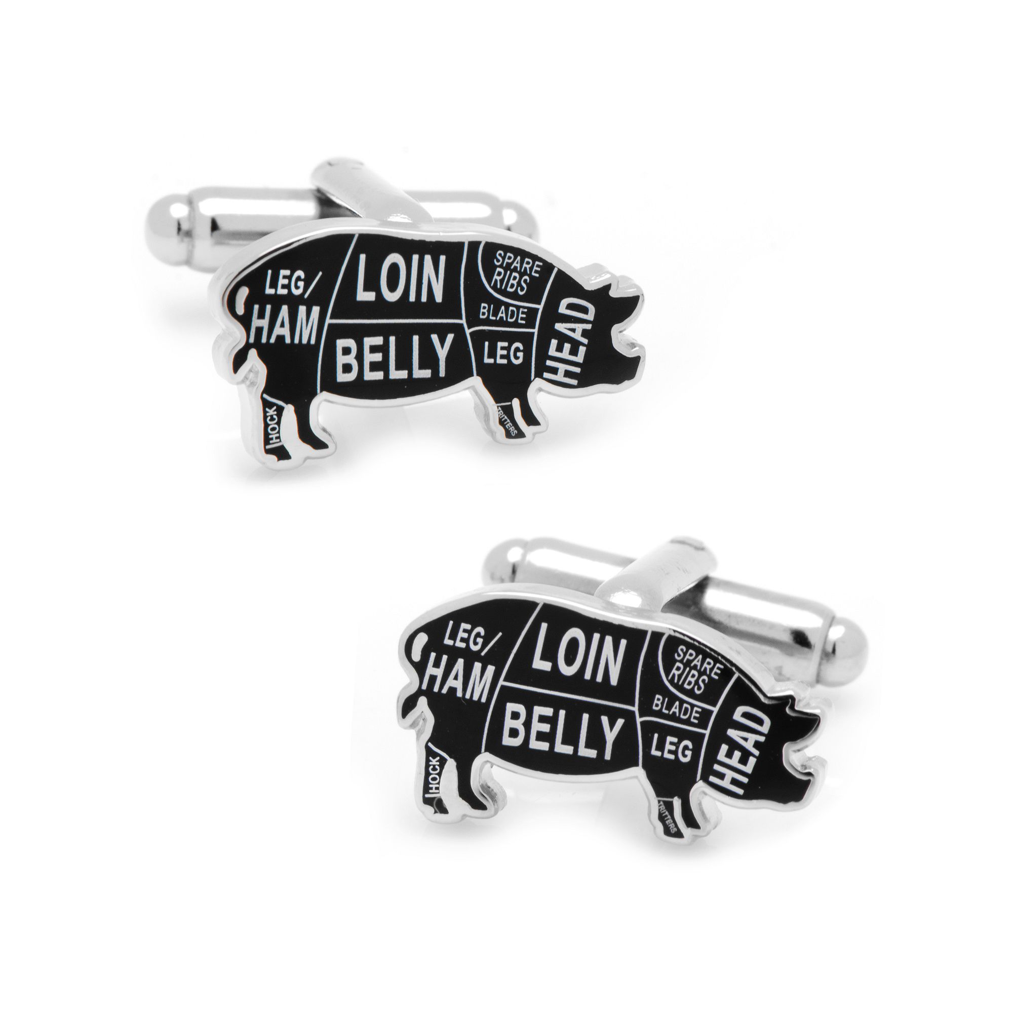 Mens Cuff Links, Inc. Pork Butcher Cut Cuff Links, Black