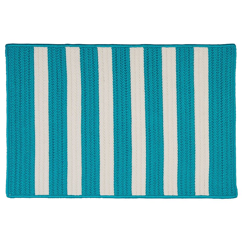 Colonial Mills Striped Delight Braided Reversible Indoor Outdoor Rug, Blue, 2X8 Ft