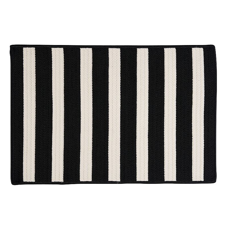 Colonial Mills Striped Delight Braided Reversible Indoor Outdoor Rug, Black, 8X10 Ft