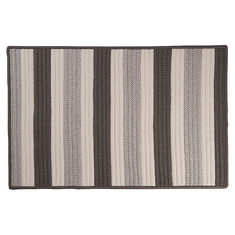 Colonial Mills Striped Delight Braided Reversible Indoor Outdoor Rug, Grey, 2X8 Ft