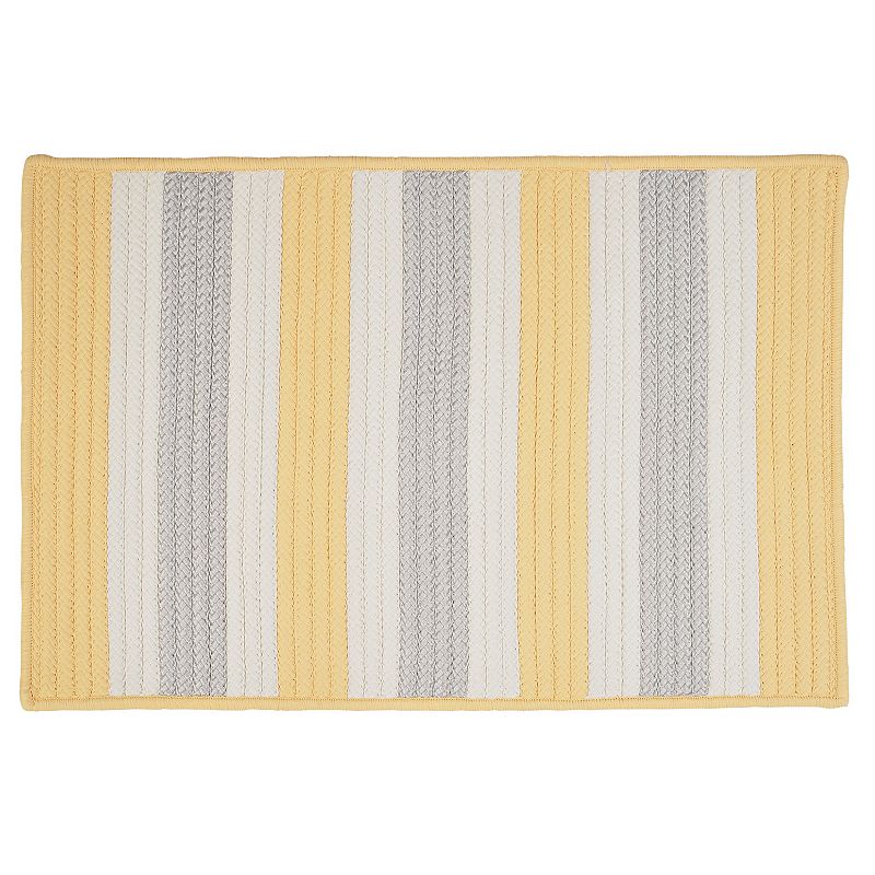 Colonial Mills Striped Delight Braided Reversible Indoor Outdoor Rug, Yellow, 8Ft Sq