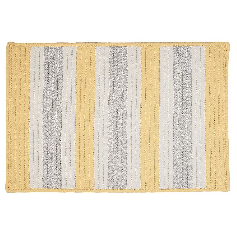 Colonial Mills Striped Delight Braided Reversible Indoor Outdoor Rug, Yellow, 2X8 Ft