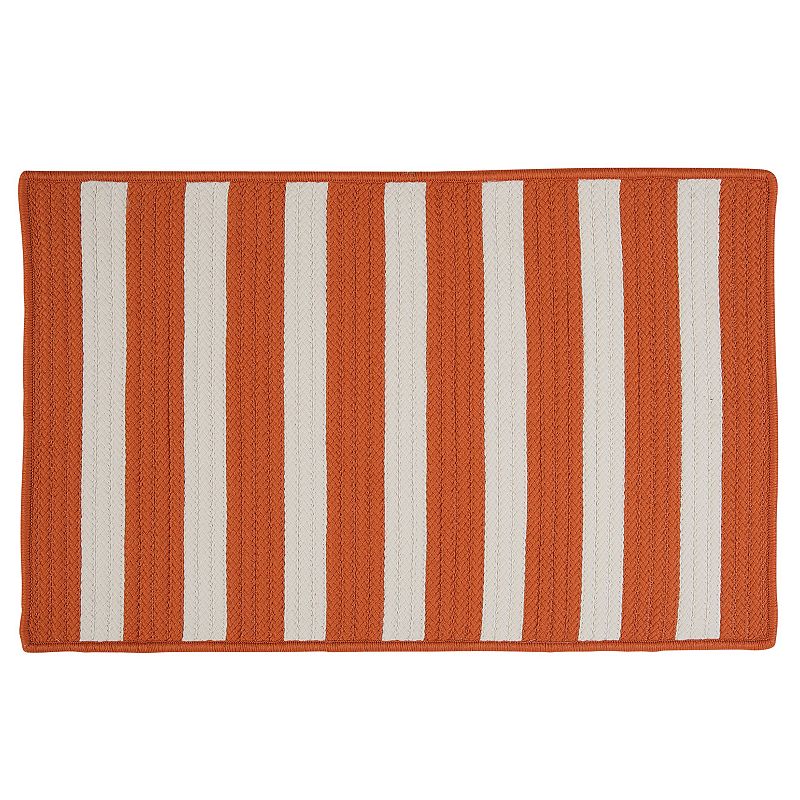 Colonial Mills Striped Delight Braided Reversible Indoor Outdoor Rug, Orange, 6FT Sq