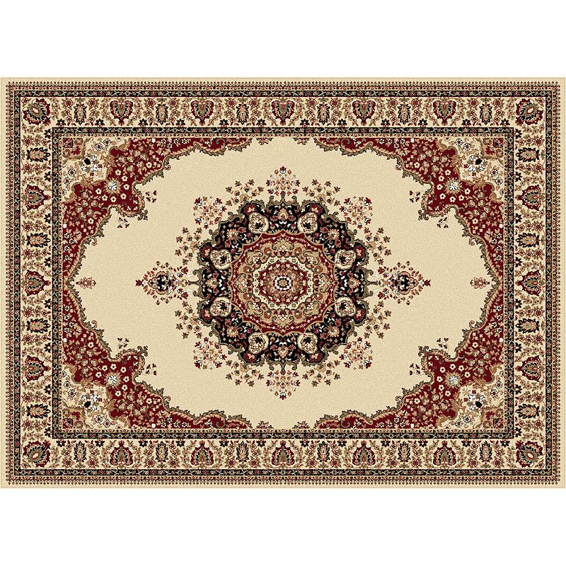 KHL Rugs Sensation Fiona Framed Floral Rug, Beig/Green, 8Ft Rnd
