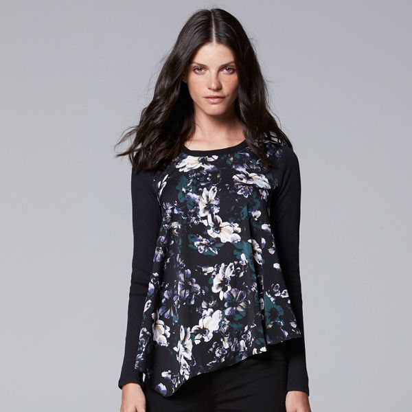 Petite Simply Vera Vera Wang Watercolor Satin Top