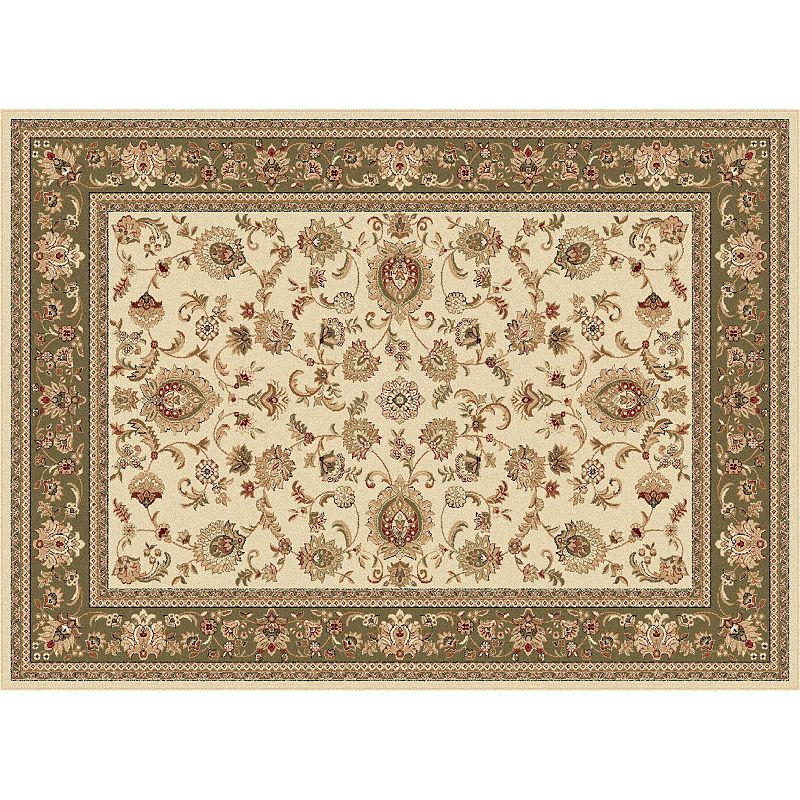 KHL Rugs Sensation Gabrielle Framed Floral Rug, Beig/Green, 8Ft Rnd