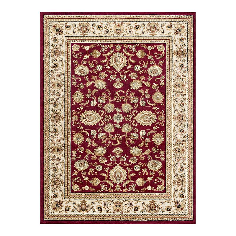 KHL Rugs Sensation Gabrielle Framed Floral Rug, Red, 8Ft Rnd