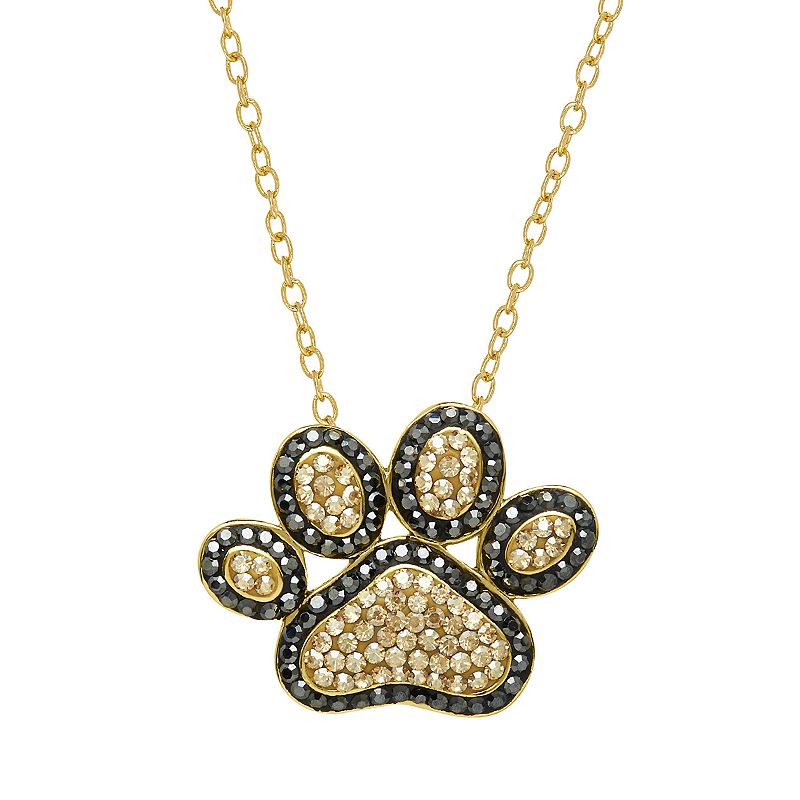 Artistique 18k Gold Over Silver Crystal Paw Print Pendant Necklace, Womens