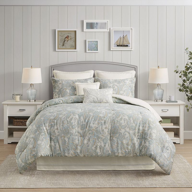 Harbor House Chelsea Paisley Comforter Set with Bedskirt, Blue, Queen