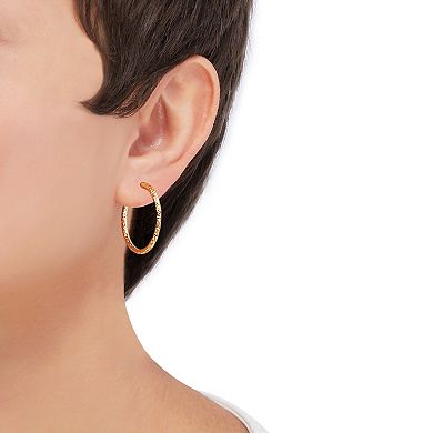 Everlasting Gold 10k Gold Textured Hoop Earrings