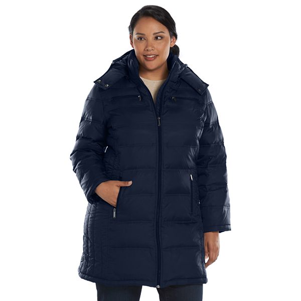 Plus Size Towne by London Fog Hooded Down Puffer Walker Coat